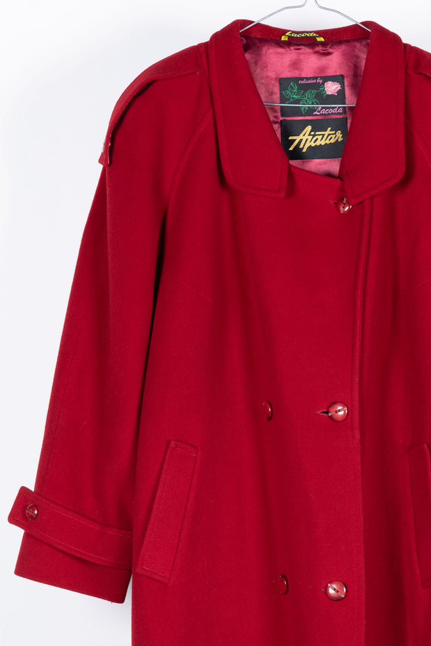 Deep red wool coat