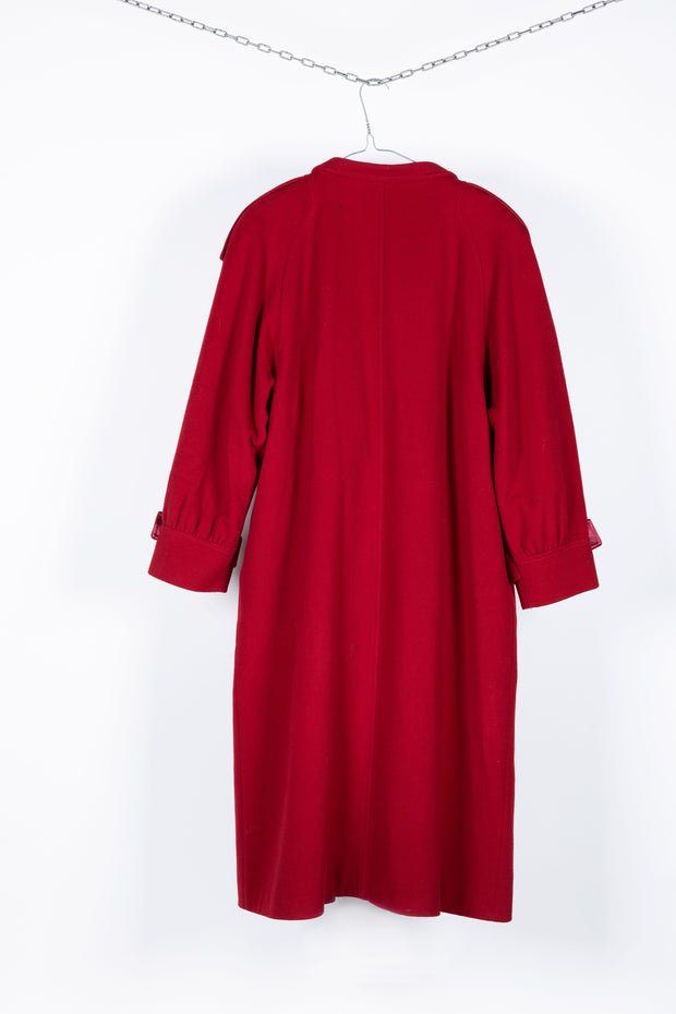 Deep red wool coat