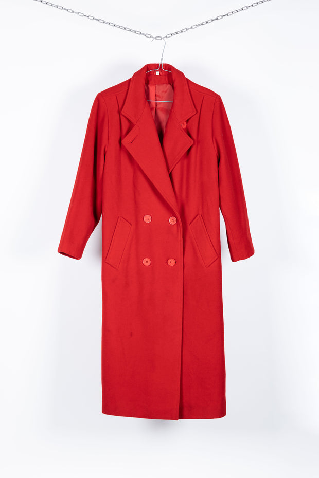 Red long wool coat