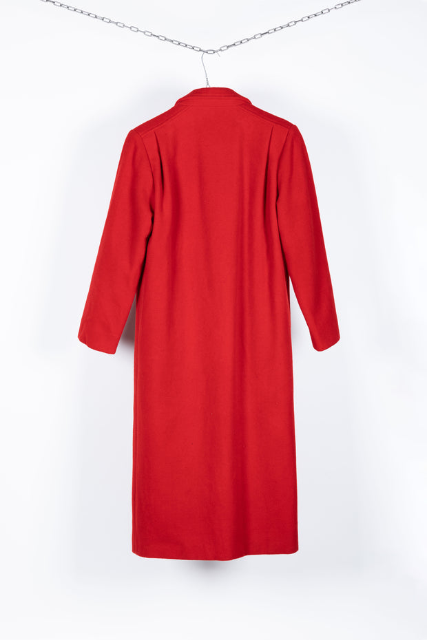 Red long wool coat