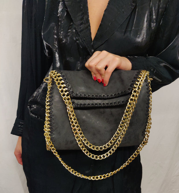 Dark grey chain bag