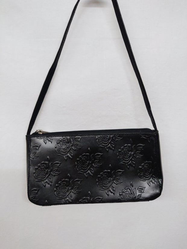 Black rose leather bag