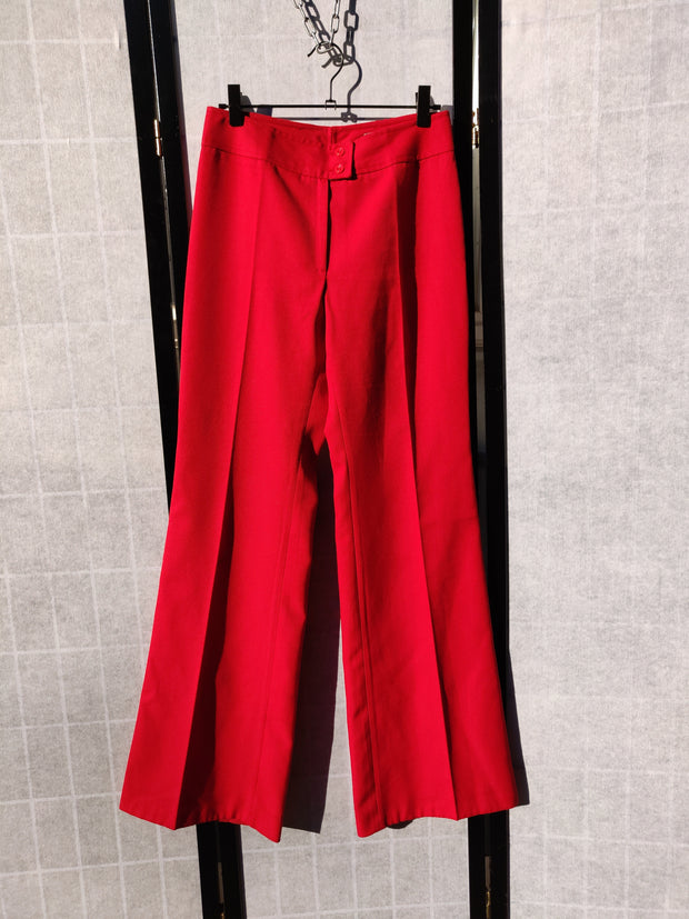 ZARA HIGH WAIST CULOTTE ROT SCHICK RED CROPPED PANTS TROUSERS 2561/778