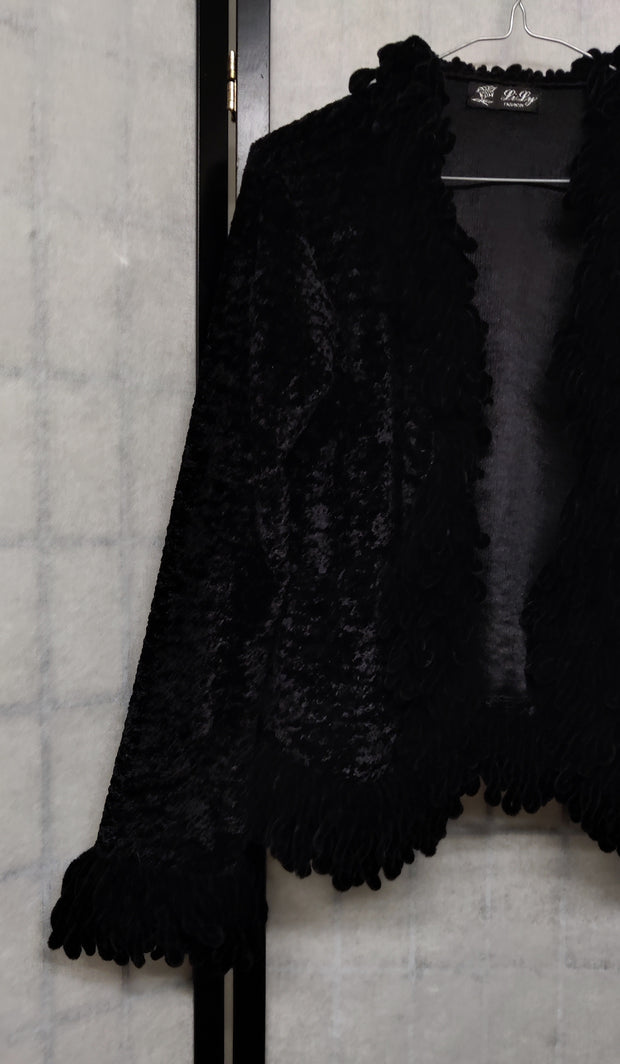 Black furry velvet blazer