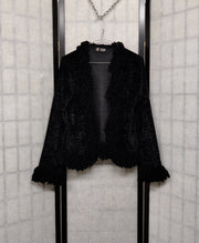 Black furry velvet blazer