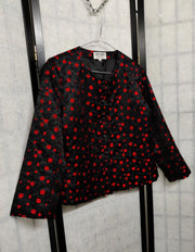 Black silk blazer with red flower print