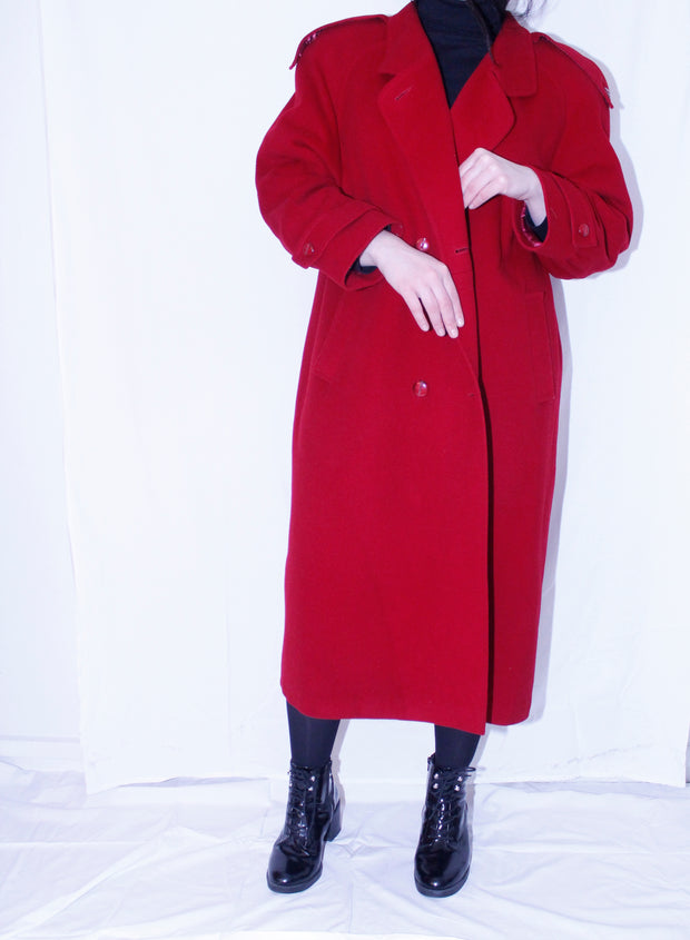 Deep red wool coat