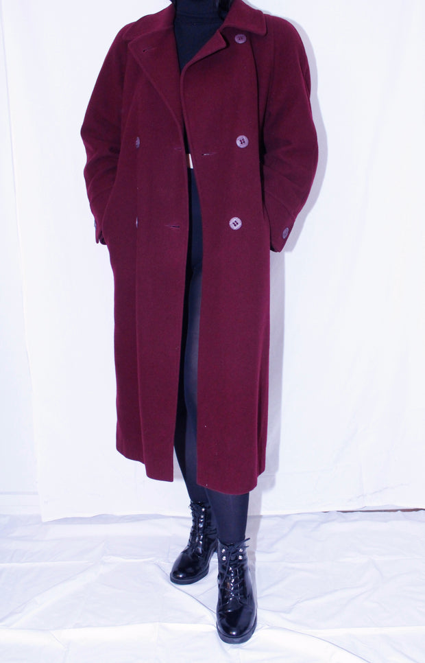 Burgundy vintage wool coat