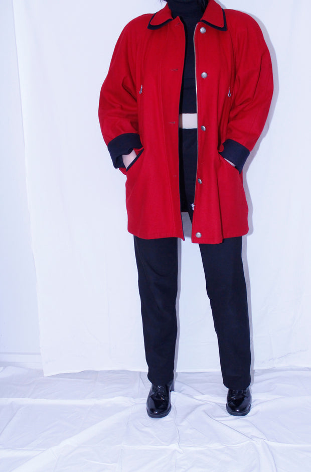 Red boxy wool jacket